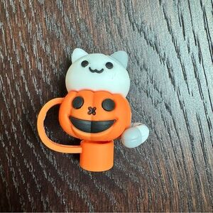 Halloween Pumpkin Cat Straw Topper - Fits Stanley tumblers 🎃 🐱